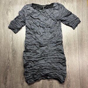 Sarah Picini Avant Garde Crinkle Dress Navy Designer Italy 3